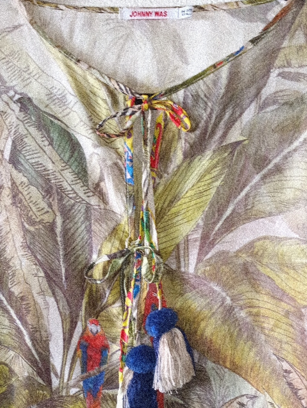 Johnny Was Tropical Jungle Tiger Scene 100% Silk Poncho